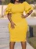 Plus size Dresses Plus Size Ruffle Bell Sleeve Work Bodycon Dress 230720