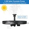 Dekoracje ogrodowe 15 W Upgrade Fontanny Solar Bird Bath Fontanny z 6 dyszami odpowiednie dla 230721