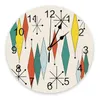 Horloges murales rétro géométrique européen losange bas horloge ronde créative décor à la maison salon Quartz aiguille montre suspendue