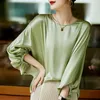 Dames Blouses Lente Zomer Losse Dames Tops Vleermuis Mouw Zijde Satijn Shirt Ronde Hals Effen Kleur Casual Truien Blouse Blusa