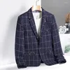 Costumes pour hommes corée mode Blazers 2023 Plaid noir manches longues printemps automne Cardigan costume surdimensionné 4XL