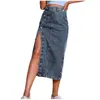 Gonne Festival Outfit Donna Club Comoda borsa con bottoni in denim Natica Gonna lunga da festa Vacanza per donna 2023 Faldas