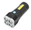 High Power 4 LED -ficklampa USB -laddningsbara ficklampor utomhus Mini Portabla flash -lampor Markera Taktisk belysningskolv LED -fackla med 18650 batteri