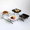 Plates 2 Tier Serving Stand Fruit Rack Cookie Tray Pastry Platter For El Decoration