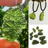 Natuurlijke Moldaviet Groene Aerolites Crystal Stone Hanger Ketting Energie Touw Gevlochten Unieke Sieraden Kettingen2910