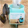 Annan drickware 20oz Beach Cup Holder With Pocket 9 Colors Plastic Outdoor Cam Mtifuntional Seaside B0056 Drop Delivery Home Garden DHZ0L