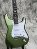 Custom John Mayer Sliver SKY Tungsten Metallic Green Electric Guitar ST Style Shape Neck, Black Neck Plate, White Pearl Bird Inlay, Tremolo Bridge
