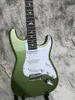 مخصص John Mayer Sliver Sky Tungsten Metallic Green Electric Guitar Style Style Neck ، لوحة رقبة سوداء ، نصيح طائر اللؤلؤ الأبيض ، جسر اهتزاز