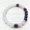 SN1029 Fashion Healing Amethyst Armband Wrist Mala Yoga gåva för flickor Natural Stone Jewelry Rose Quartz Snow Quartz Armband1791