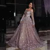 Elegant Elie Saab Long Sleeve Tulle Formal Evening Dresses Beaded Party Gowns Arabic Prom Dress Maxi Wear A Line 2020262t