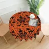 Toalha de mesa com padrão de casa de Halloween redonda toalha de mesa decorativa estampada protetora de poliéster 301J