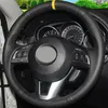 DIY черный подлинный кожаный автомобильный рулевой крышку для Mazda CX-5 Mazda 3 2013-2016 Mazda 6 2014-2016 Scion IA 2016293i