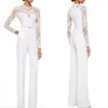 Custom Made New White Mère De La Mariée Pantalon Costumes Combinaison À Manches Longues En Dentelle Agrémentée Femmes Soirée Formelle Wear304u