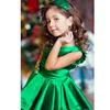 New Arrival Emerald Green Girls Pageant Dresses High Low Princess Flower Girls Dresses For Weddings Lovely Kids Communion Dress241D