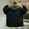 Herrenjacken Mit Kapuze Cargojacken Männer Herbst Gefälschte Zwei Stücke Reißverschluss Mäntel College Oversize Baggy Streetwear Ins Baseball Windjacke Klassisch 230721