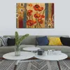 Handmade Canvas Art Ikat Floral Tapestry Floral Artwork Dining Area with Impressionistic Landscape Decor