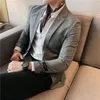 Ternos Masculinos Moda Cavalheiro Xadrez Estilo Italiano Presidiu Tudo Casual Negócios Versão Coreana Reparação Casamento Blazer