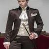 Royal British Style Stand Collar Black Tailcoat Men Formella kostymer Män