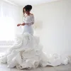 Suknia ślubna Modna Modna Plus Przylot Koronki Muzułmański Vestido de noiva romantyczne aplikacje Ruffle suknie239e