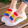 Turnschuhe Kind Junge Mädchen Leinwand Haken Schleife Flache Regenbogen Schuhe Frühling 2023 Freizeit Kinder Rutschfeste Komfort Schuh Kleinkinder Tennis Schuhe 230720