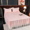 Кровать юбка легкая роскошная принцесса кровать юбка четыре сезона Свадебная обстановка романтическое кружевное домашнее декор покрывало