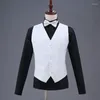 Herrenwesten Weste Herren Slim Fit V-Ausschnitt Herrenweste mit Fliege Hochzeit Party Bühne Abschlussball Kostüm Gilet