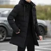 Jaquetas masculinas Jaquetas de inverno masculinas com capuz casuais jaquetas compridas mais grossas e quentes parkas novos casacos masculinos de inverno jaquetas de ajuste fino tamanho 4XL L230721