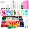 Craft Tools KRABALL Felting Needle Kit 56 Colors Wool Roving with Eyes For Toy DIY Craft Wool Fibre Needle Felting Starter Handcraft Kit 230721