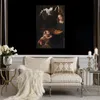 Famous Portrait Canvas Art Leonardo Da Vinci Painting Virgin of the Rocks Handmade Modern Cafe Bar Decor