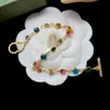Bracelet femme de créateur de marque de luxe en or avec cristaux de pierres précieuses colorées Bracelets magnifiques pour femmes Accessoires d'élégance avancée Bijoux