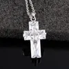 Fashion Charm Cross Pendant Necklace Colorful Zircon Crystal Jewelry Women Gift