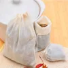 Whole Portable 100pcs 13 x 16cm Cotton Muslin Reusable Drawstring Bags Packing Bath Soap Herbs Filter Tea Bags248R