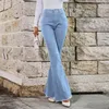 Jeans da donna Denim da donna 2023 Pantaloni larghi elasticizzati a vita alta strappati Pantaloni da donna eleganti sexy a gamba larga Pantalon