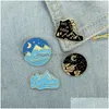 Pins Brooches Adventure Enamel Lapel Pins Scenic Mountain Star Moon Badge Clothes Bag Jewelry Gift For Friend Wholesale Drop Deliver Dhync