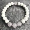 MG0915 8 MM Bracelet d'énergie en pierre de lave blanche Quartz rose naturel Bracelet pour femmes de haute qualité Coeur Chakra Méditation Jewelry296a