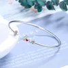Bangle Women's Fashion Simple Style Cuff Armets Micro Crystal Pave Epoxy Red Heart Letter Love Elegant Thin Armband Accessory Gifts
