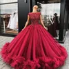 Vestidos de noite vermelhos escuros baratos usam mangas curtas vestido de baile com contas de cristal até o chão para ocasiões especiais baile de formatura Quinceanera vestidos Wear272A