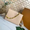 Beige Silver Gold Sky Blue Updated Colors Women Coussin Bag PM size Puffy Leather Two Attached Pouches Lady Evening Bags With Heav232z