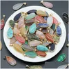 Charms Natural Crystal Stone Gold Plated Water Drop Aventurine Rose Quartz Tigers Eye Opal Agate Pendants Diy Necklace Jewelry Makin DHPV6