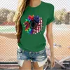 New Style Unisex Independence Day July 4th Sunflower Pattern Printed Summer Short Sleeve T-shirt Top