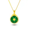 Подвесные ожерелья корейская мода Золотое ожерелье без цепочки женское нефритовое камень зеленый изумрудный драгоценный камень