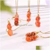 Pendant Necklaces Natural Irregar Red Agate Chip Stone Beads Gold Winding Net Necklace For Women Men Drop Delivery Jewelry Pendants Dhwh2