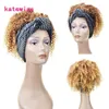 Peluca de diadema rizada de color rizado corto ombre marrón rubio para pelucas de mujeres africanas con estilo de cabello de bang239q