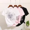 Frauen Zwei Stück Hosen Sommer Mode Frauen Stickerei 3D Blume T-shirts Jeans Stücke Set Casual Loch Denim Anzug N7YE