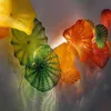 Mouth Blown Lamp Arts Plate Modern Green Orange Yellow Color Murano Glass Abstract Art Hanging Plates Wall Lamps207z