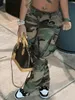 Kvinnors byxor capris kvinnor plus size camo tryck sidopocken lastbyxor kamouflage middare midja camo byxor vanliga fritid lady byxor 230720