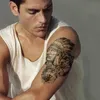Wasserdichter temporärer Tattoo-Aufkleber, Wolf, indischer Stammes-, mächtiger Krieger, Mann, Tatto, Flash-Tattoos, schwarz, großes Tattoo für Männer und Frauen