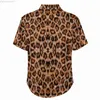 Camisas Casuais Masculinas Camisa Solta com Estampa de Leopardo Feminina Masculina Dourada Estampada Pele de Animal Camisas Casuais Havaianas Manga Curta Estilo de Rua Blusas Grandes L230721