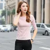 T-shirts voor dames Halflange mouwen Zwart-wit gestreept shirt met ronde hals T-shirt Slim Tight Five-point Sleeve Bottoming