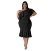 Sukienki w dużych rozmiarach Summer Ruffkes Plus Size Damska sukienka imprezowa z paskiem 3xl 4xl krótkie rękawy seksowne damskie klub swobodne sukienki syreny 230720